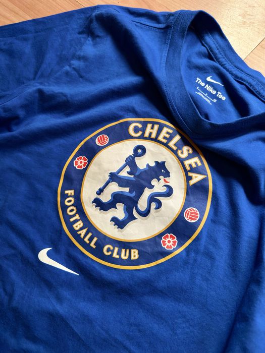 Tee T-shirt tricou football soccer crew neck Nike x Chelsea FC Premier League chest logo blue cotton