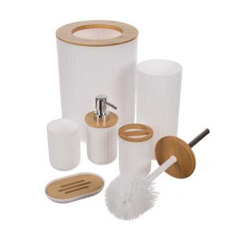 Комплект аксесоари за баня Ruhhy – 6 елемента с бамбукови детайли