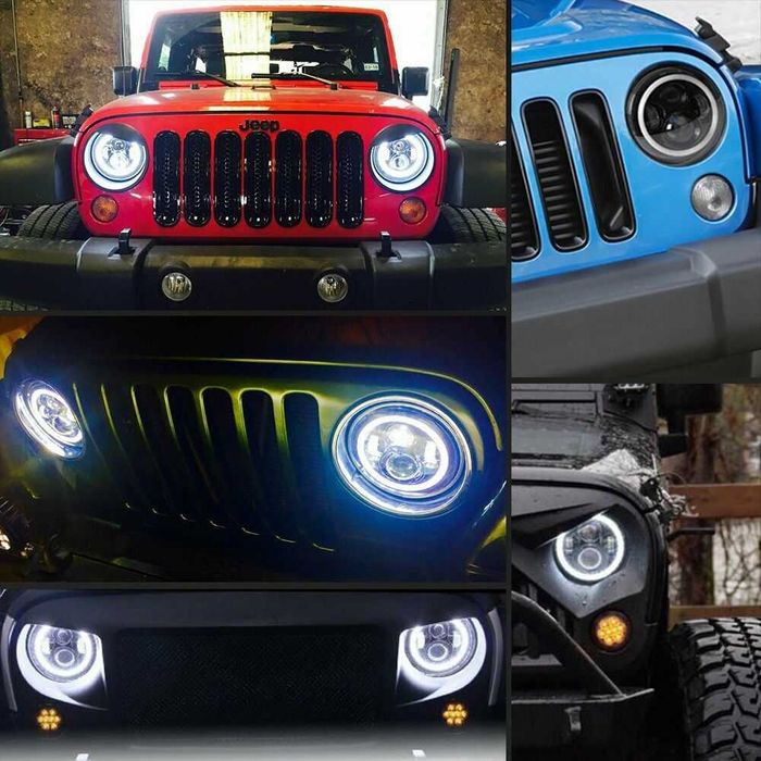 КТ LED Фарове 200W 7 Инч Фарове за Lada Niva Jeep Wrangler Cherokee KJ