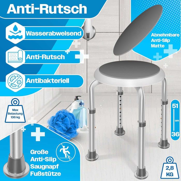 Стол за баня/душ с въртяща се на 360° основа- НОВ