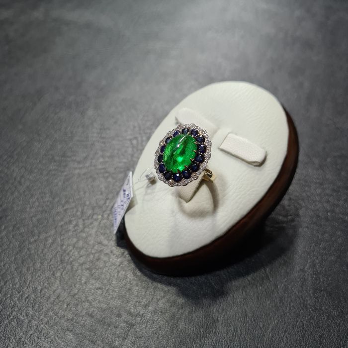 Кольцо Золотое с Бриллиантами Сапфиры