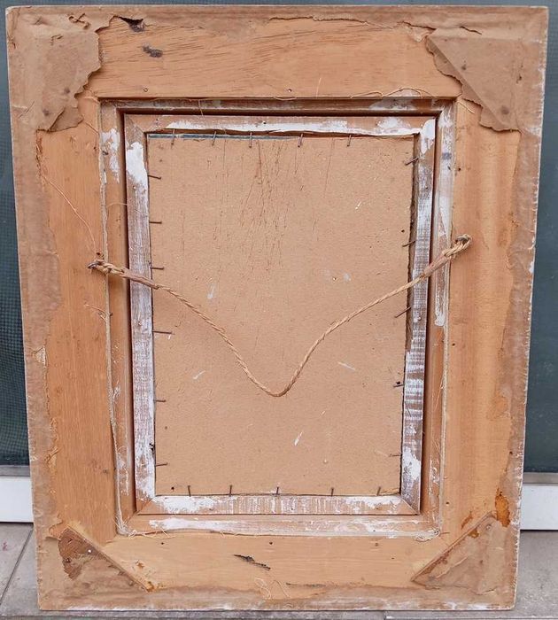 Tablou vechi - cladiri - semnat