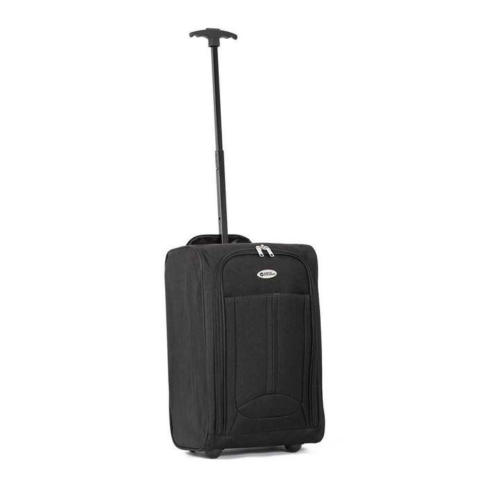 Troler cabina avion, 2 roti, 3 manere, negru, 48 x 32 x 23 cm