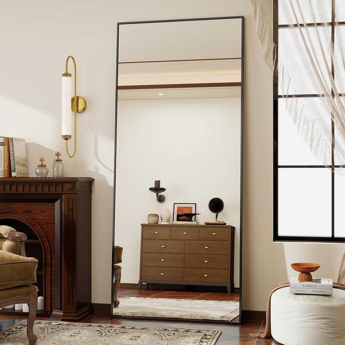 Oglindă Mare 171x76cm, Ramă Aluminiu Neagră, NOUĂ, Tip Stand