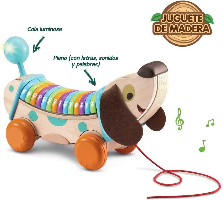 Дървено кученце за бутане и теглене с музика Vtech