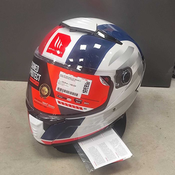 ПРОМОЦИЯ Каска MT Thunder 4 SV C7 Gloss WHITE/BLUE/RED - Код: 71786