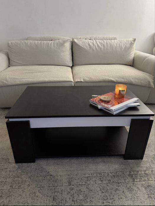 Măsută de cafea modernă maro cu alb - 100x60x42 cm
