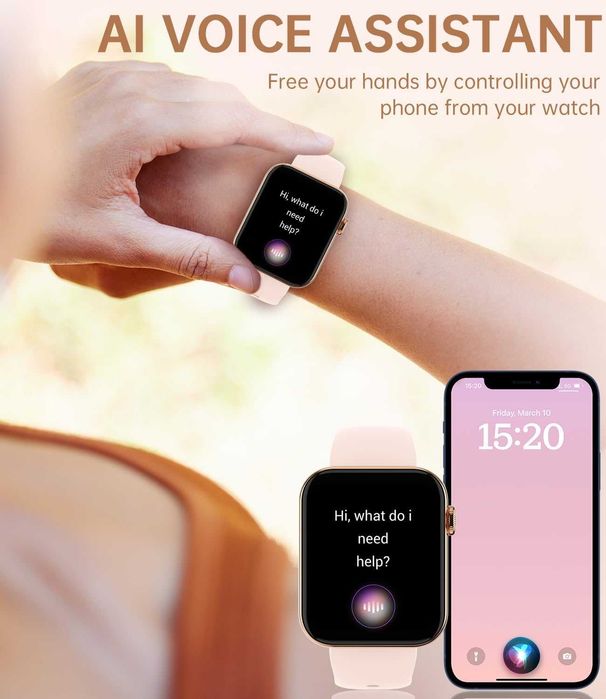 Смарт часовник за жени, 1,85" сензорен екран за Android/iPhone