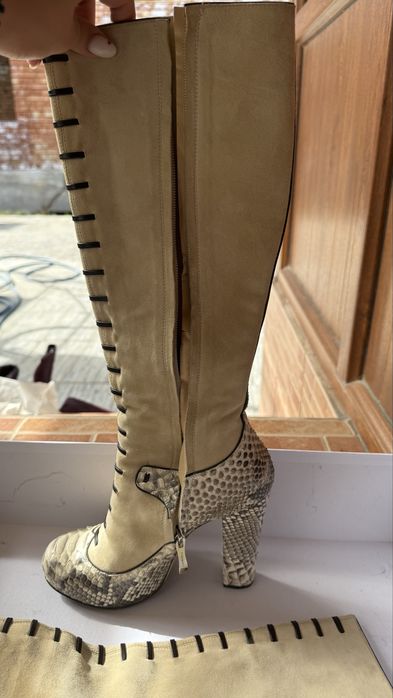 Flower сапоги замша"рептилия"