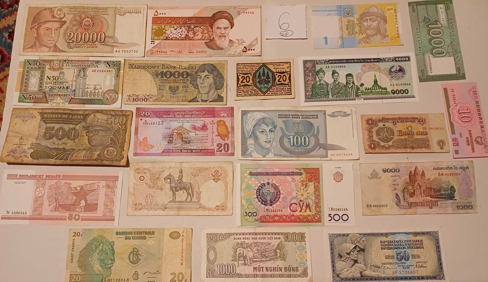 Bancnote loturi 20 bucăți/necirculate și circulate