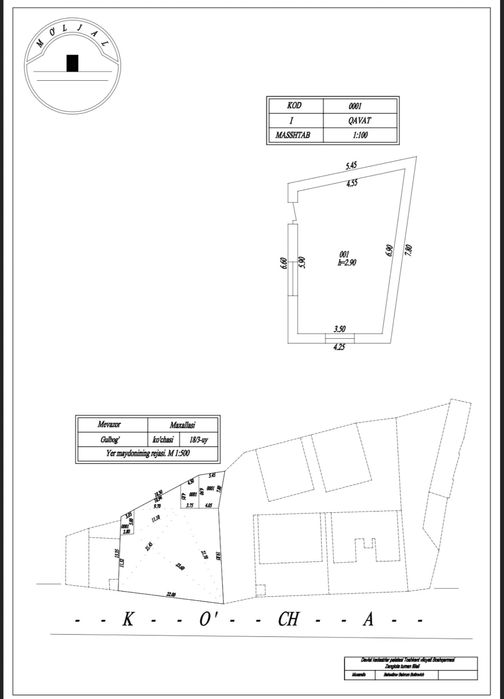 Назарбекда (Зангиота тумани) 22,8 сотих ер ва уй сотилади худжатла бор