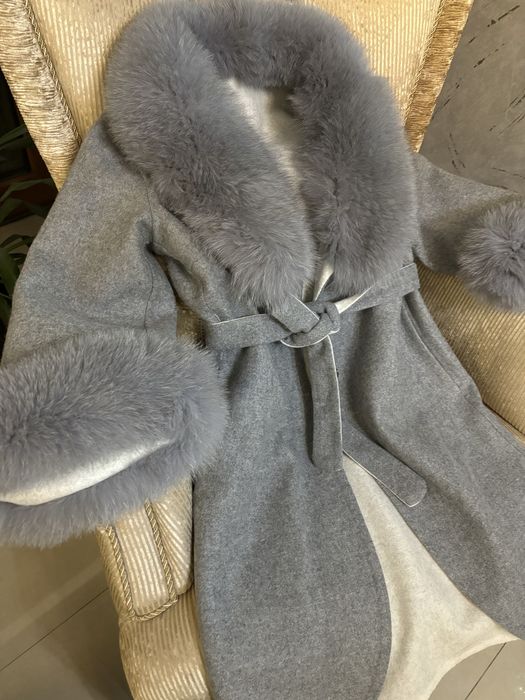 Palton lana cu blana naturala
