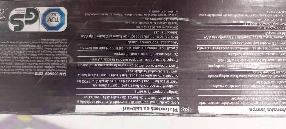 Vand plafoniera led cu telecomanda Livarno [LIDL]