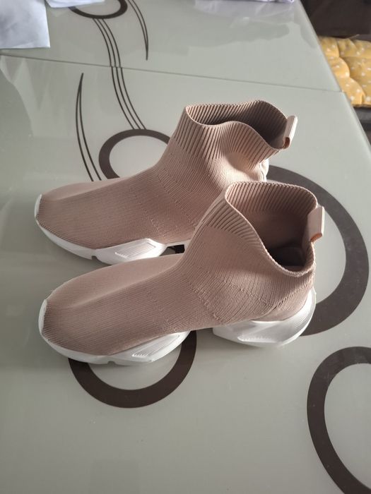 Botine de dama din pânză culoare bej