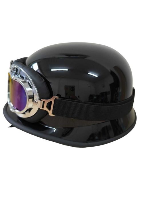 Каска с очила, Ретро, каска за мотор, подходяща за чопър, гланц/ мат