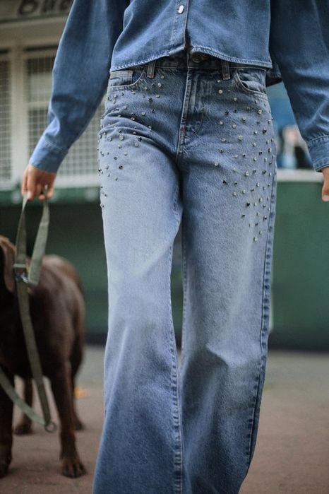 Blugi cu cristale Zara Denim