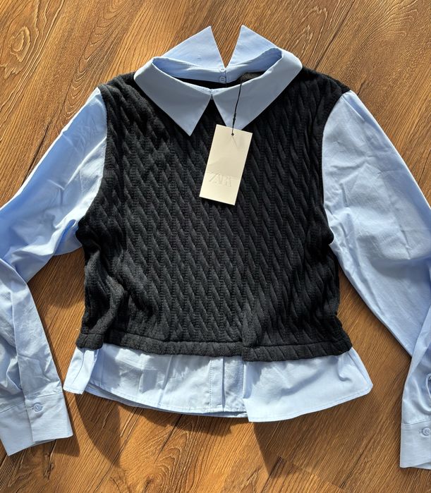 Camasa din poplin cu vesta S Zara
