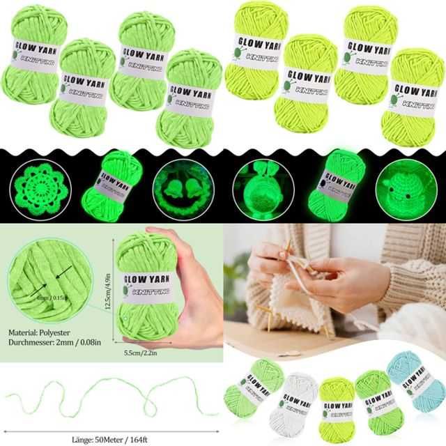 Светеща в тъмното прежда за плетене. 4бр