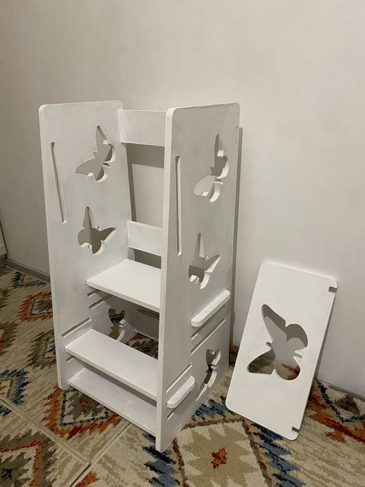 Turn de invatare - learning tower alb fluturasi