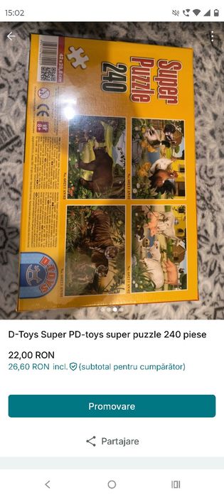 Puzzle-uri copii 3-8 ani D-toys și Playtive