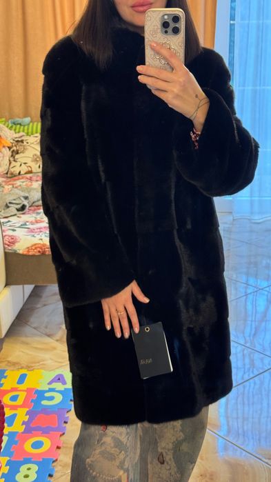 #138 Ново Палто от норка.Casiani.Визон.Естествена кожа с косъм.