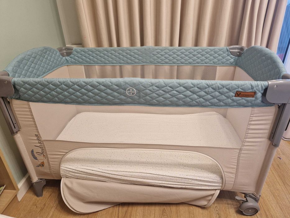 Pătuț pliabil co-sleeping Cangaroo Indiana, cu saltea de cocos
