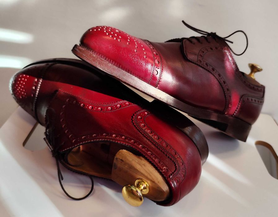 Pantofi derby de lux 42.5 43 de lux Lavoratione Artigianale lucrati manual burgundy