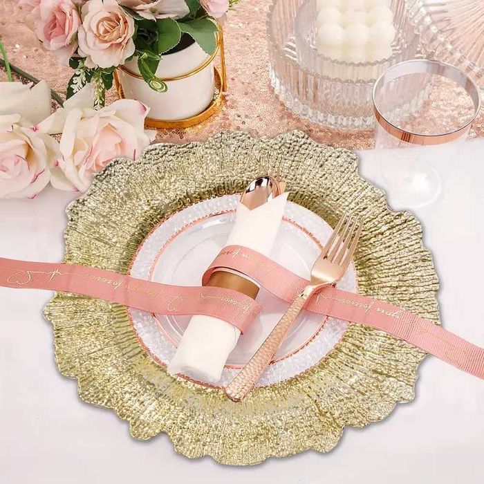 Farfurie suport din PP deosebita, platou decor, aurie, evenimente,32cm