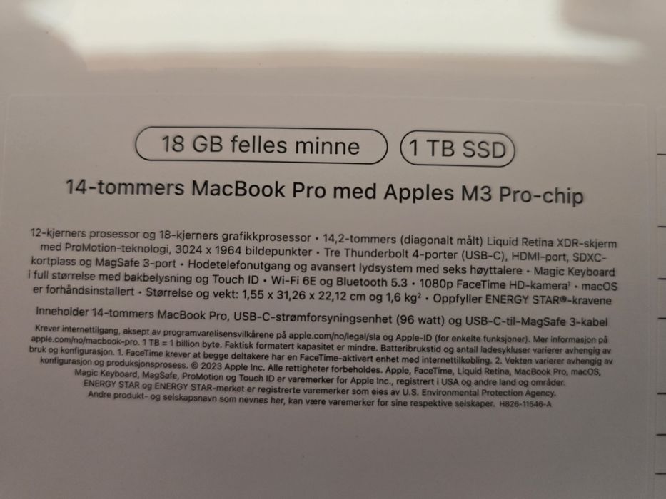 Macbook Pro 14, M3 Pro-chip НЕИЗПОЛЗВАН