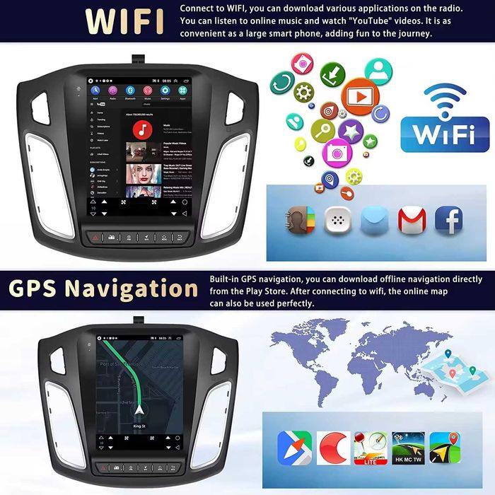 Мултимедия Двоен дин Навигация за Ford Focus 9.7 инча Android DIN Форд