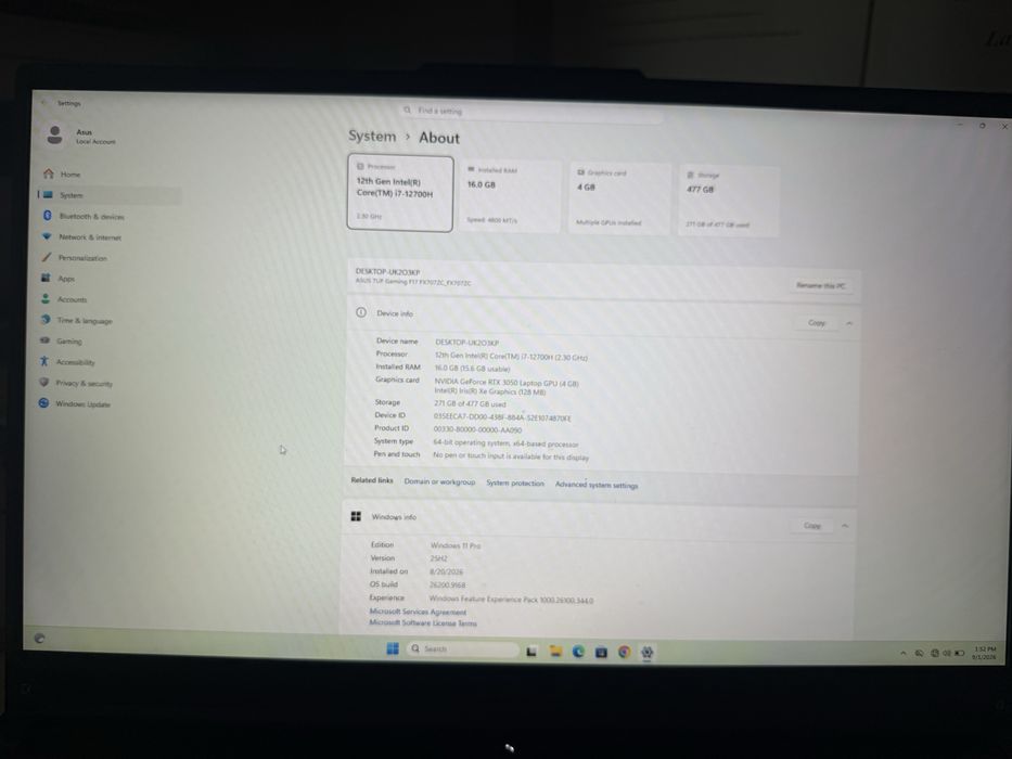 Vand Laptop Asus