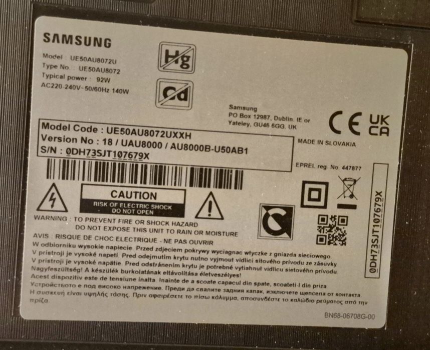 Televizor Smart Samsung UE50AU8072 - DEFECT (display ars)