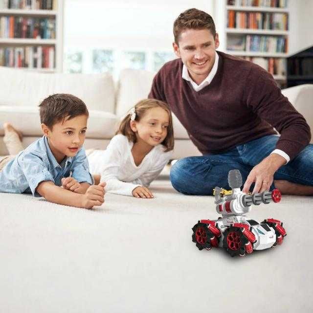 Masina Tanc KOMAZI®, cu telecomanda, lumini , sunet, alb , 6 ani+