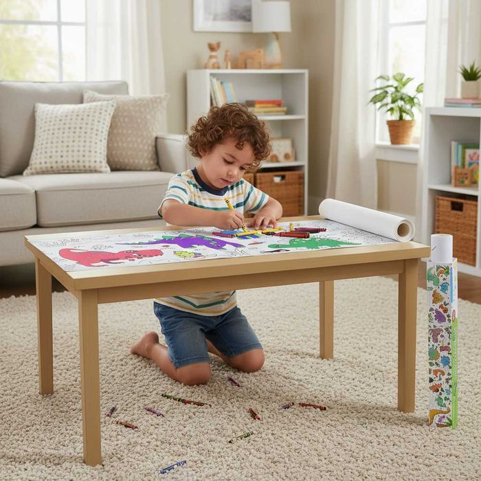 Rola hartie de colorat pt copii XXL autoadeziva Dinosaur 300 x 38.5 cm