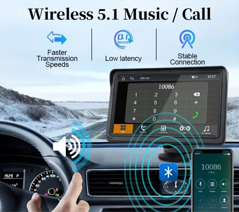 Универсален CarPlay/ Android Auto 7 инча