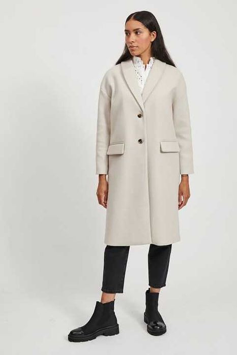 Palton lana, gri deschis/alb murdar/fildes