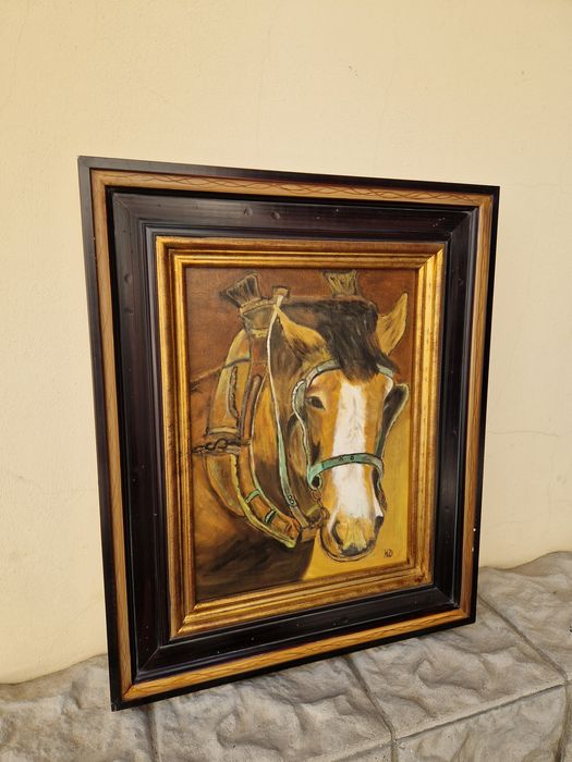 Прекрасна антикварна авторска картина масло върху платно