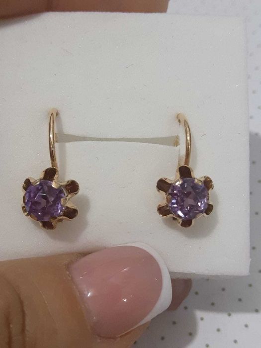 Серьги и кольцо с александритами. 583 проба.