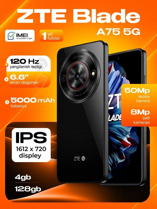 ZTE Blade A75 5G + 1 yilga cheksiz 5G internet