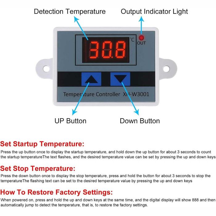 TERMOSTAT electronic DIGITAL controller de Temperatura AC 220V 10A NOU