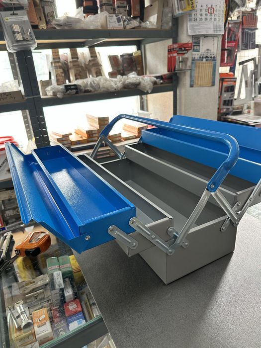 Метален разтегателен куфар за инструменти три реда 5 отделения