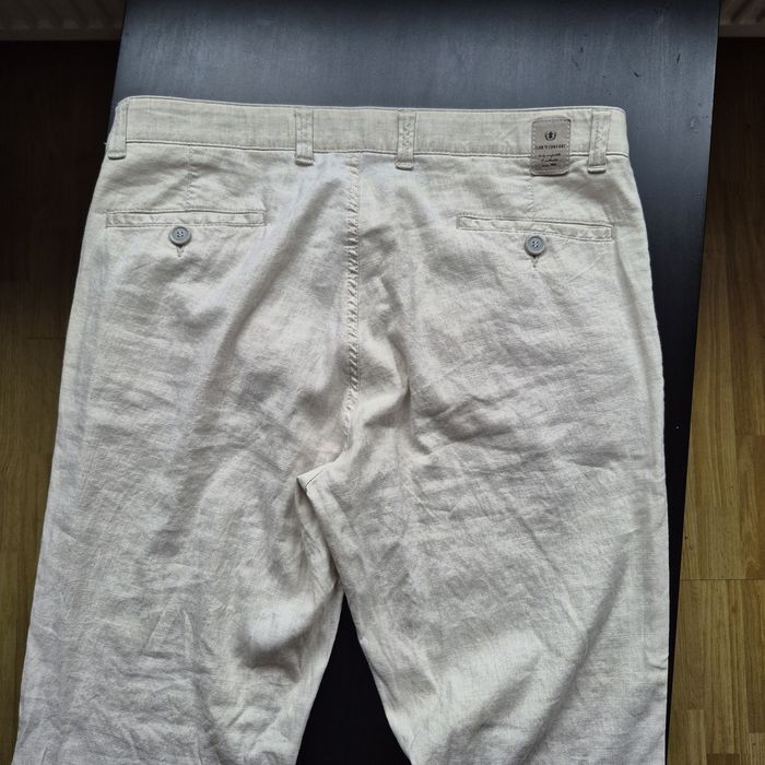 Pantaloni modern regular fit din In si bumbac