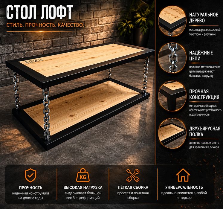 Стол Лофт в современном стиле