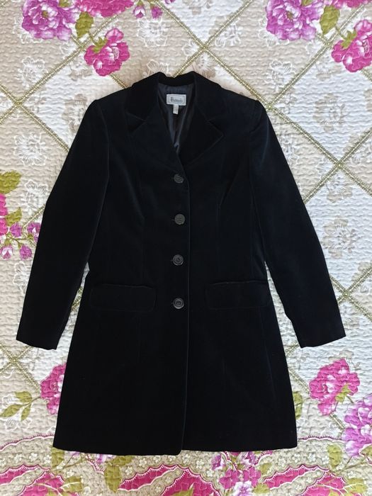 Sacou catifea negru bumbac Harrods esarfa mătase