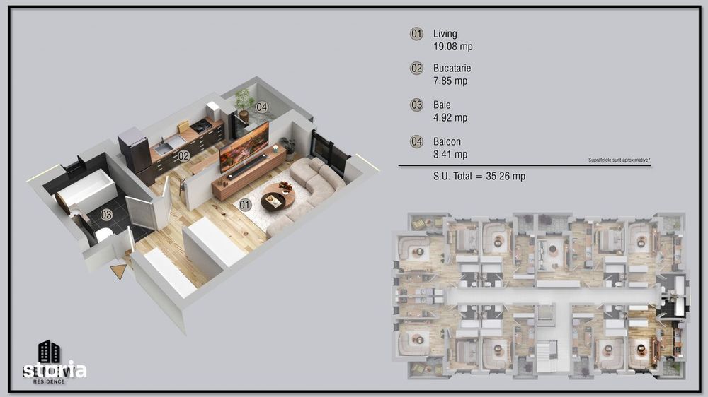 Garsoniera in zona Militari Residence bloc finalizat