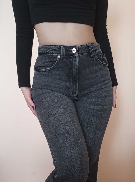 Jeans Bershka mom gri