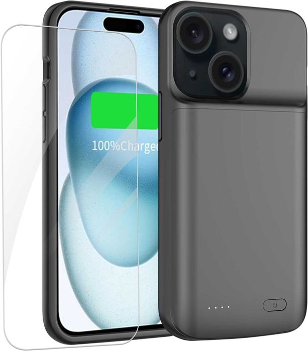YISHDA калъф с батерия за iPhone 15 (6.1 инча), 7000mAh тънък