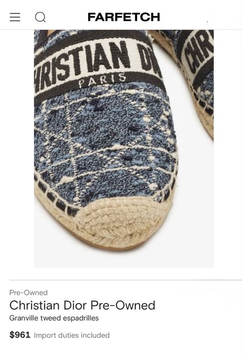 Christian Dior Оригинални Еспадрили, купени за 869€, продават се за 369€, Нови