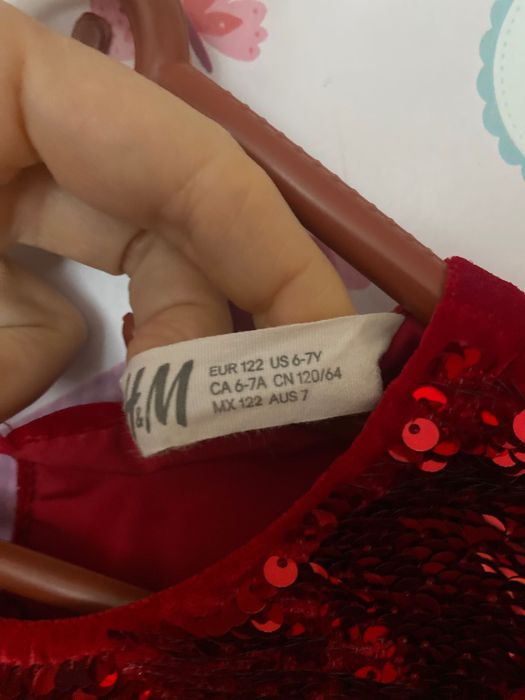 Детска червена рокля 122 см за 6-7 год H&M