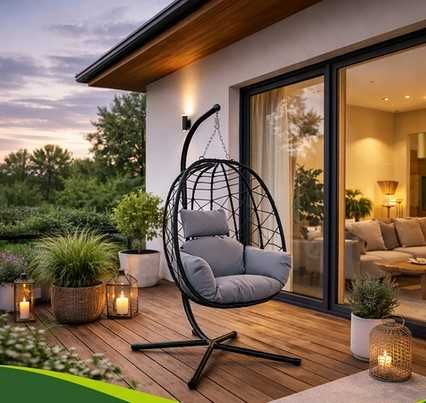 Висящ градински стол за тераса тип люлка яйце до